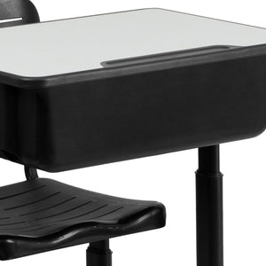 English Elm Nila Adjustable Height Student Desk and Chair Set with Durable Black Frame for Classroom Use YU-YCX-046-09010-GG