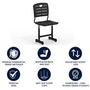 English Elm Nila Adjustable Height Black Student Chair - Ergonomic, Durable Design for Classrooms & Learning Spaces YU-YCX-09010-GG