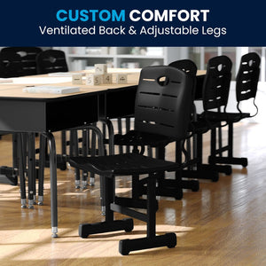 English Elm Nila Adjustable Height Black Student Chair - Ergonomic, Durable Design for Classrooms & Learning Spaces YU-YCX-09010-GG