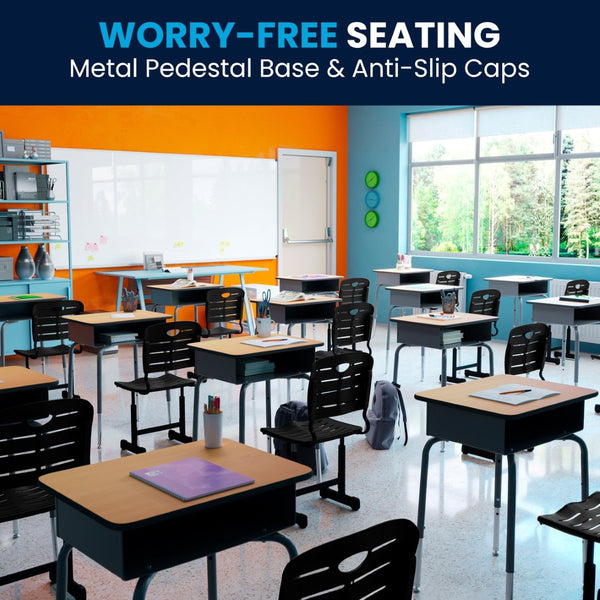 English Elm Nila Adjustable Height Black Student Chair - Ergonomic, Durable Design for Classrooms & Learning Spaces YU-YCX-09010-GG