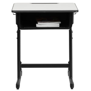 English Elm Billie Versatile Student Desk with Adjustable Height, Grey Top, Storage Box & Anti-Slip Feet YU-YCY-046-GG