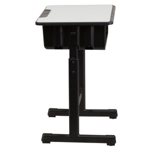 English Elm Billie Versatile Student Desk with Adjustable Height, Grey Top, Storage Box & Anti-Slip Feet YU-YCY-046-GG