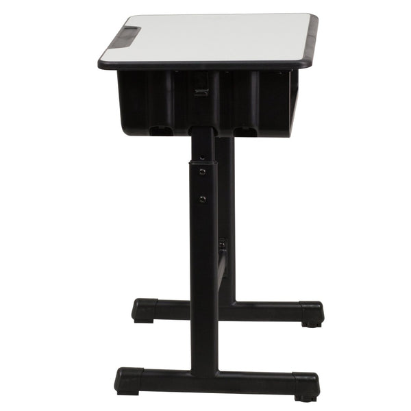 English Elm Billie Versatile Student Desk with Adjustable Height, Grey Top, Storage Box & Anti-Slip Feet YU-YCY-046-GG