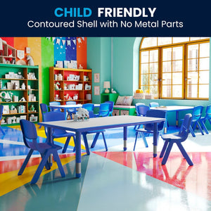 English Elm Emmy Adjustable Kids Activity Table Set for Classrooms – Perfect for Learning, Crafts, and Play! Blue 23.625"W x 47.25"L YU-YCY-060-0036-RECT-TBL-BLUE-GG