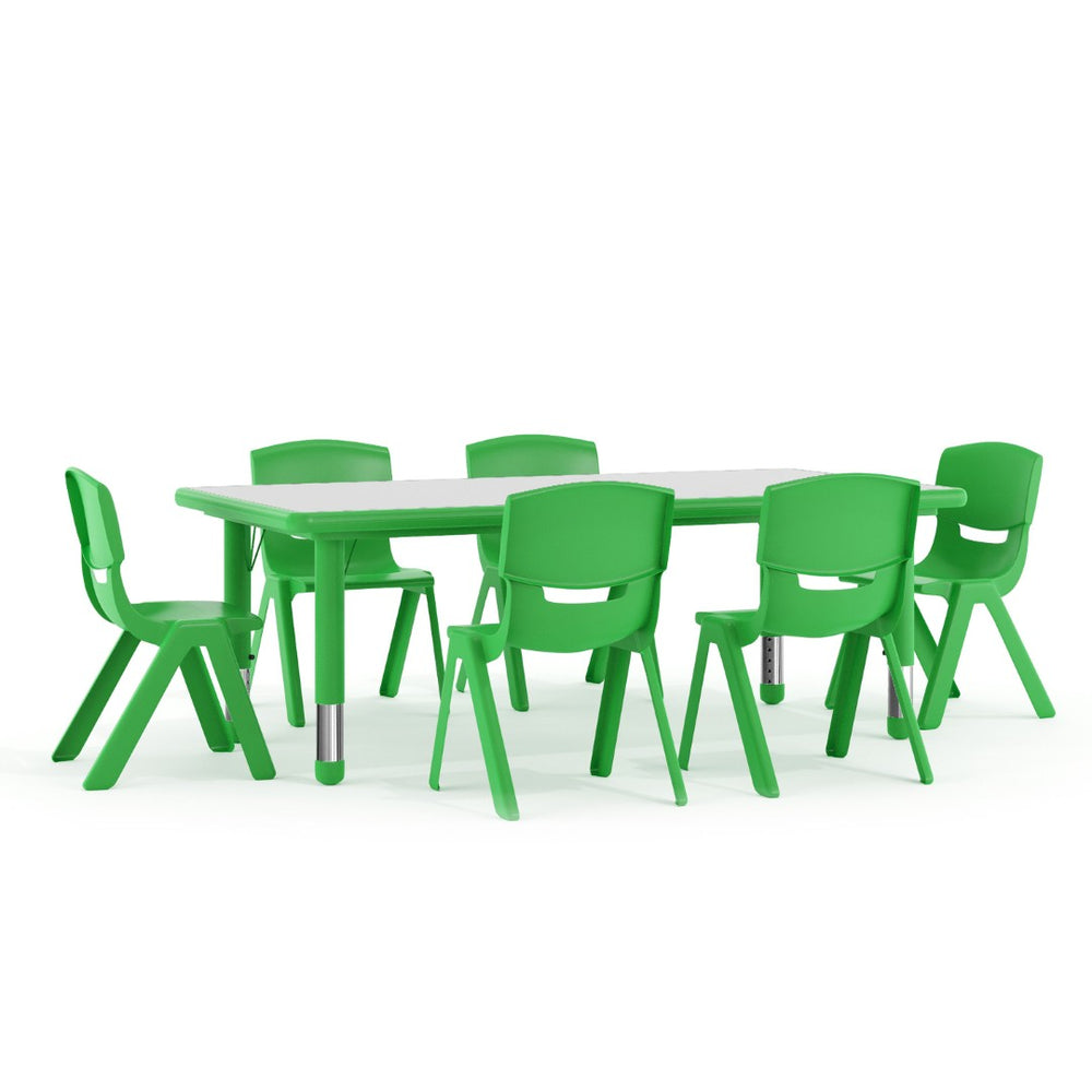 English Elm Emmy Adjustable Kids Activity Table Set for Classrooms – Perfect for Learning, Crafts, and Play! Green 23.625"W x 47.25"L YU-YCY-060-0036-RECT-TBL-GREEN-GG