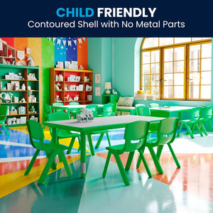 English Elm Emmy Adjustable Kids Activity Table Set for Classrooms – Perfect for Learning, Crafts, and Play! Green 23.625"W x 47.25"L YU-YCY-060-0036-RECT-TBL-GREEN-GG