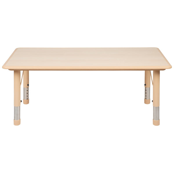 English Elm Wren Adjustable Height Kids Activity Table - Durable, Safe, Easy-Clean Design for Classrooms & Playrooms Natural 23.625"W x 47.25"L YU-YCY-060-RECT-TBL-NAT-GG