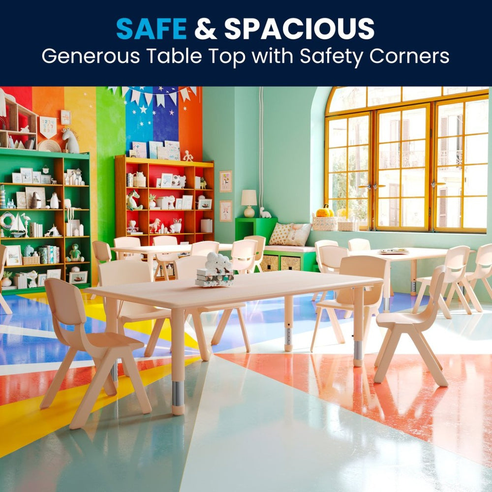 English Elm Wren Adjustable Height Kids Activity Table - Durable, Safe, Easy-Clean Design for Classrooms & Playrooms Natural 23.625"W x 47.25"L YU-YCY-060-RECT-TBL-NAT-GG