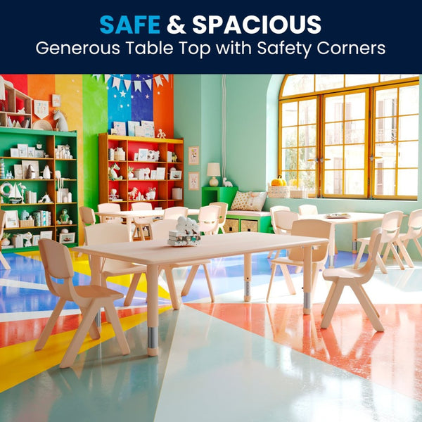 English Elm Wren Adjustable Height Kids Activity Table - Durable, Safe, Easy-Clean Design for Classrooms & Playrooms Natural 23.625"W x 47.25"L YU-YCY-060-RECT-TBL-NAT-GG