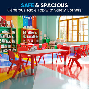 English Elm Wren Adjustable Height Kids Activity Table - Durable, Safe, Easy-Clean Design for Classrooms & Playrooms Red 23.625"W x 47.25"L YU-YCY-060-RECT-TBL-RED-GG