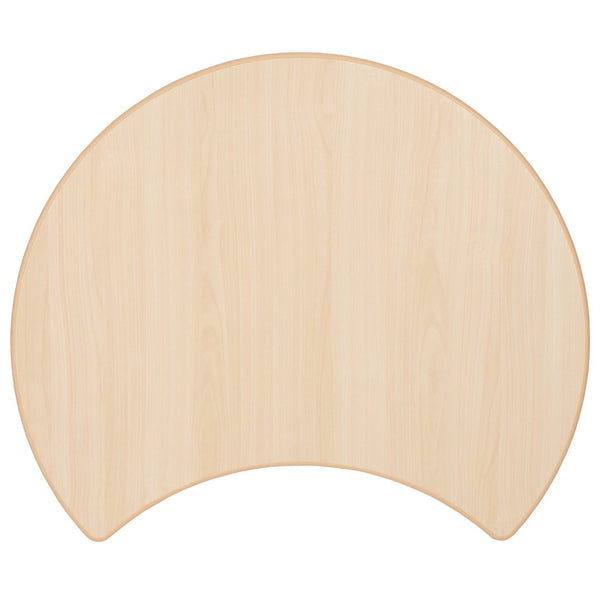 English Elm Wren Crescent Activity Table - Height Adjustable, Durable Plastic, Ideal for Classrooms & Playrooms YU-YCY-093-CIR-TBL-NAT-GG
