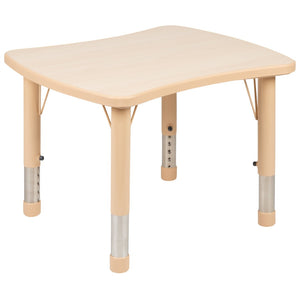 English Elm Emmy Rectangular Height Adjustable Activity Table Set with 2 Durable Chairs for Early Learners Natural 21.875"W x 26.625"L YU-YCY-098-0032-RECT-TBL-NAT-GG