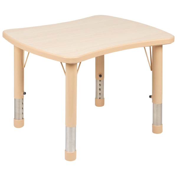 English Elm Emmy Rectangular Height Adjustable Activity Table Set with 2 Durable Chairs for Early Learners Natural 21.875"W x 26.625"L YU-YCY-098-0032-RECT-TBL-NAT-GG