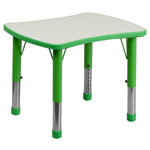 English Elm Wren Rectangular Height Adjustable Activity Table for Kids – Durable, Safe for Classrooms & Playrooms Green 21.875"W x 26.625"L YU-YCY-098-RECT-TBL-GREEN-GG