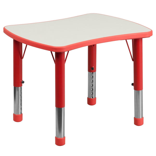 English Elm Wren Rectangular Height Adjustable Activity Table for Kids – Durable, Safe for Classrooms & Playrooms Red 21.875"W x 26.625"L YU-YCY-098-RECT-TBL-RED-GG