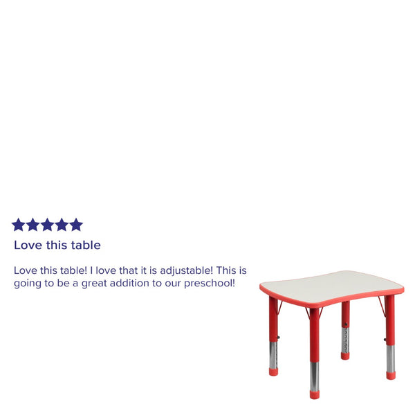 English Elm Wren Rectangular Height Adjustable Activity Table for Kids – Durable, Safe for Classrooms & Playrooms Red 21.875"W x 26.625"L YU-YCY-098-RECT-TBL-RED-GG