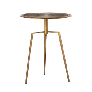 Pasargad Delos Antique Brass Finish Round Side Table - Handcrafted Iron Accent For Elegant Decor Brass Metal Prr-006