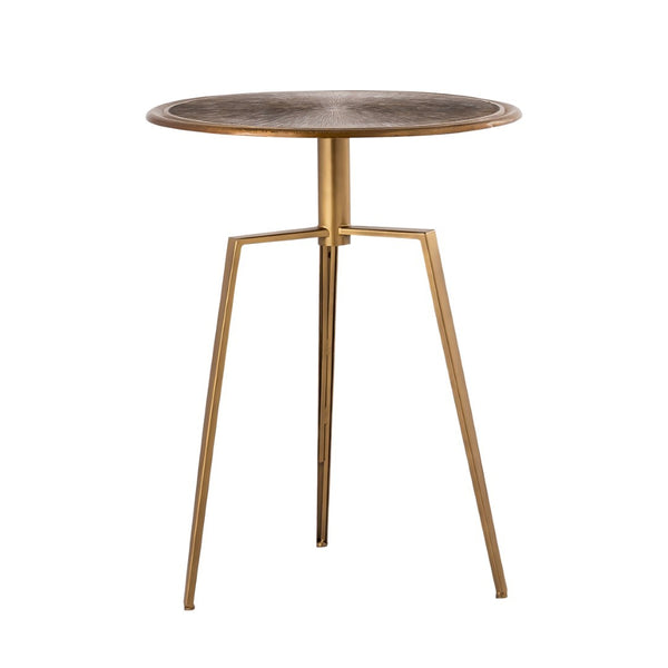 Pasargad Delos Antique Brass Finish Round Side Table - Handcrafted Iron Accent For Elegant Decor Brass Metal Prr-006
