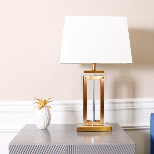 Pasargad Astoria Glass & Steel Table Lamp - Elegant H26" Marble Base With Gold Accents For All Décor Clear Glass & Steel Pmt-30147