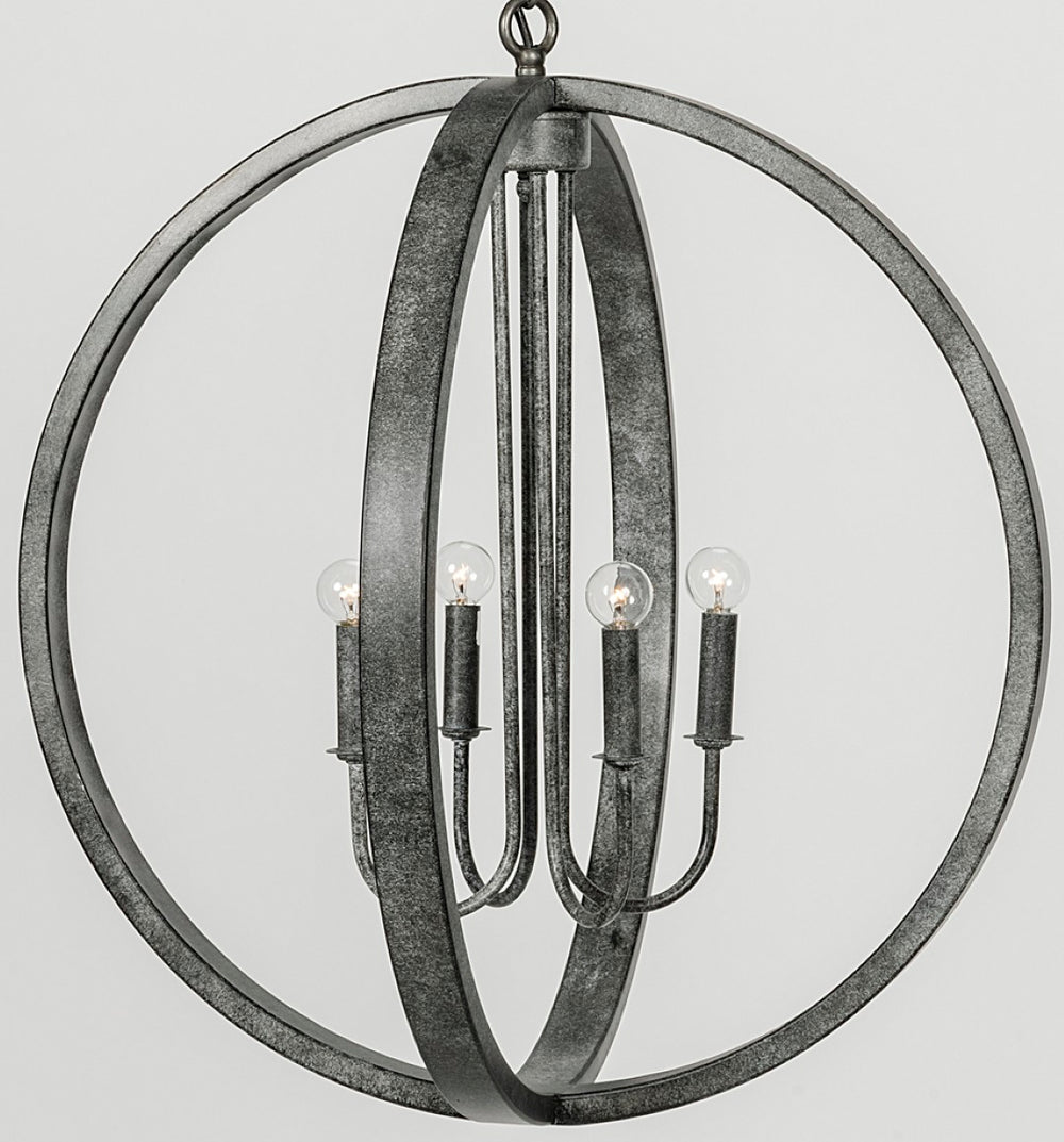 Noir Abel Pendant Light - Industrial Steel Sphere Design, Handmade Character for Modern Rustic Interiors LAMP422