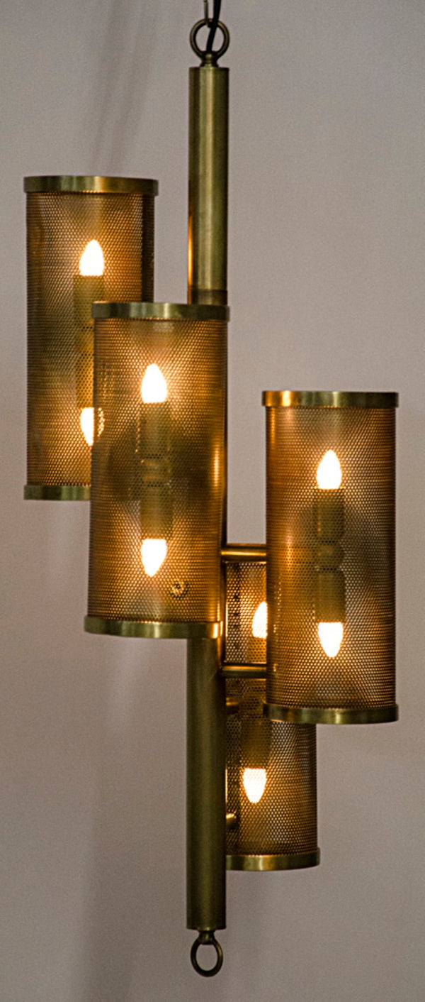 Noir Pisa Pendant Light - Antique Brass Finish, Elegant Metal Design for Dining Rooms & Living Spaces LAMP573MB