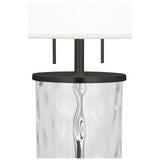 Robert Abbey Gloria Table Lamp Deep Patina Bronze Finish with Wavy Glass Body Oyster Linen Shade