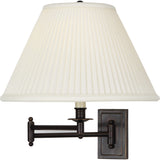 Robert Abbey Kinetic Bronze Wall Swinger Deep Patina Bronze Natural Side Pleat Fabric Shade