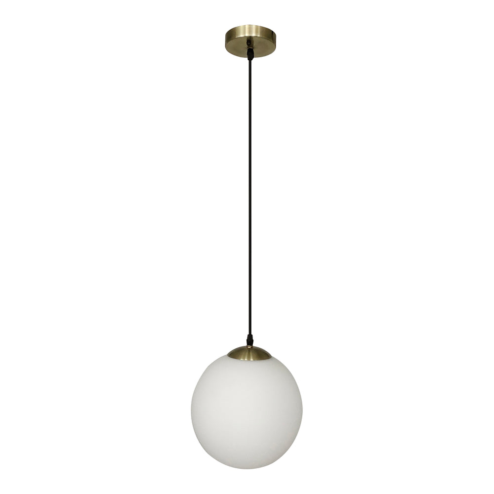 Moe's Home Sol Pendant Light - Antique Brass & Frosted Glass, Retro Chic Design For Modern Home Elegance Yellow Iron Lamp And Canopy,Frosted Glass Shade Za-1001-51