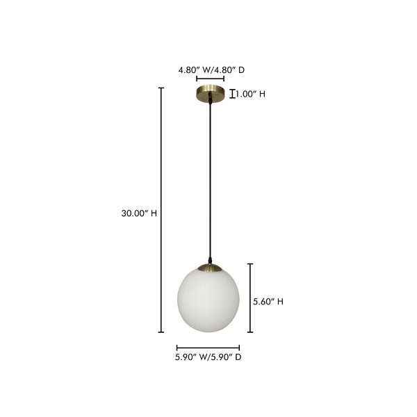 Moe's Home Sol Pendant Light - Antique Brass & Frosted Glass, Retro Chic Design For Modern Home Elegance Yellow Iron Lamp And Canopy,Frosted Glass Shade Za-1001-51