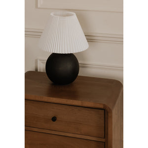 Moe's Home Tuve Table Lamp - Art Deco Elegance With Pleated Shade For Warm Ambiance In Any Room Black Polyresin Base,Fabric Shade Za-1003-02