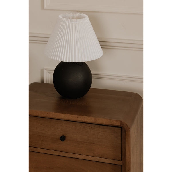 Moe's Home Tuve Table Lamp - Art Deco Elegance With Pleated Shade For Warm Ambiance In Any Room Black Polyresin Base,Fabric Shade Za-1003-02