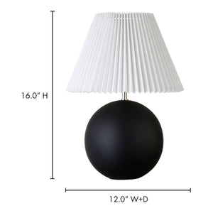 Moe's Home Tuve Table Lamp - Art Deco Elegance With Pleated Shade For Warm Ambiance In Any Room Black Polyresin Base,Fabric Shade Za-1003-02