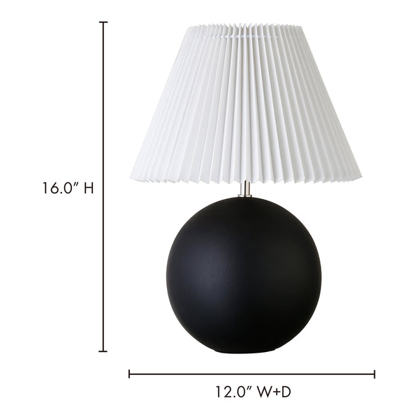 Moe's Home Tuve Table Lamp - Art Deco Elegance With Pleated Shade For Warm Ambiance In Any Room Black Polyresin Base,Fabric Shade Za-1003-02