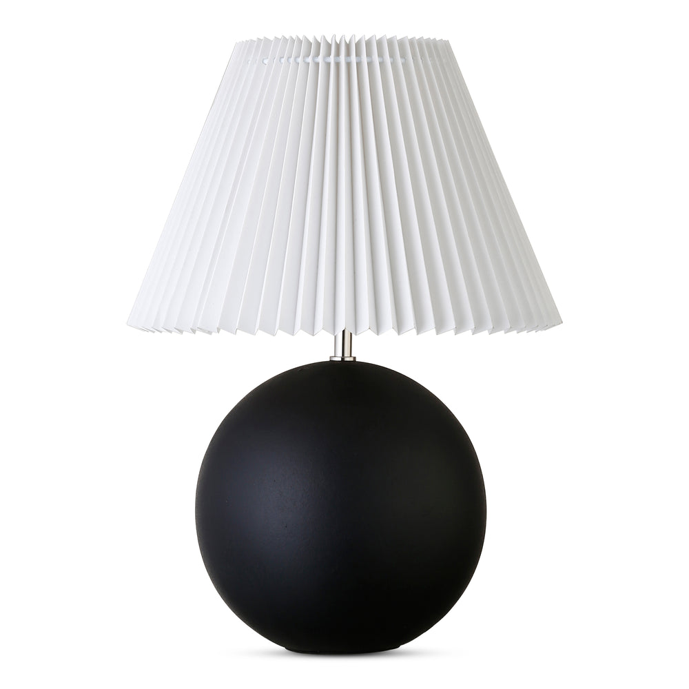 Moe's Home Tuve Table Lamp - Art Deco Elegance With Pleated Shade For Warm Ambiance In Any Room Black Polyresin Base,Fabric Shade Za-1003-02