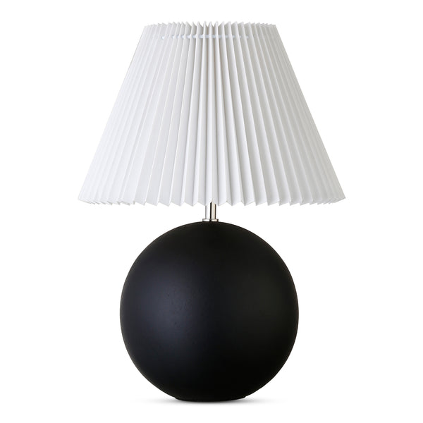 Moe's Home Tuve Table Lamp - Art Deco Elegance With Pleated Shade For Warm Ambiance In Any Room Black Polyresin Base,Fabric Shade Za-1003-02