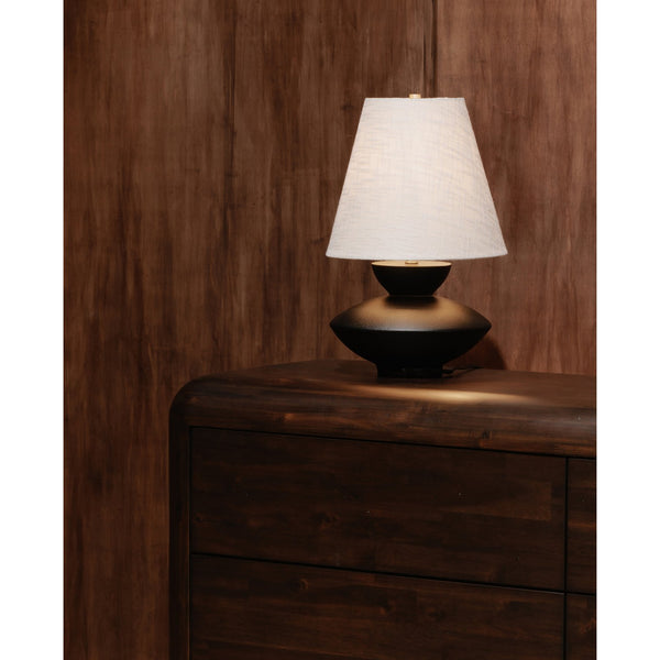 Moe's Home Dell Table Lamp - Elegant Abstract Base With Classic Fabric Shade For Timeless Home Décor Style Black Polyresin Base,Fabric Shade Za-1007-02
