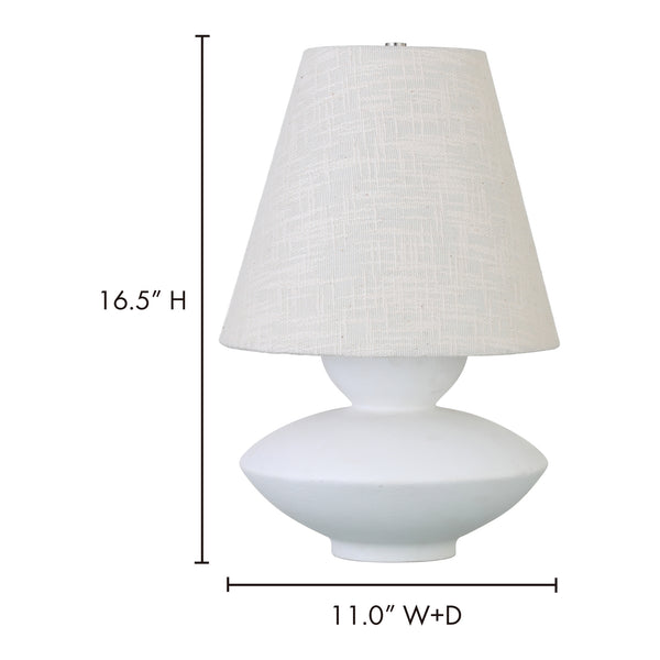 Moe's Home Dell Table Lamp - Elegant Abstract Base With Classic Fabric Shade For Timeless Home Décor Style White Polyresin Base,Fabric Shade Za-1007-18