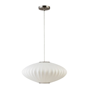 Moe's Home Lys Pendant Light - Ethereal Mid-century Charm With Delicate Cocoon Design For Enchanting Spaces White Fabric Shade Za-1008-18