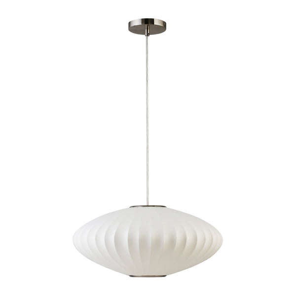 Moe's Home Lys Pendant Light - Ethereal Mid-century Charm With Delicate Cocoon Design For Enchanting Spaces White Fabric Shade Za-1008-18
