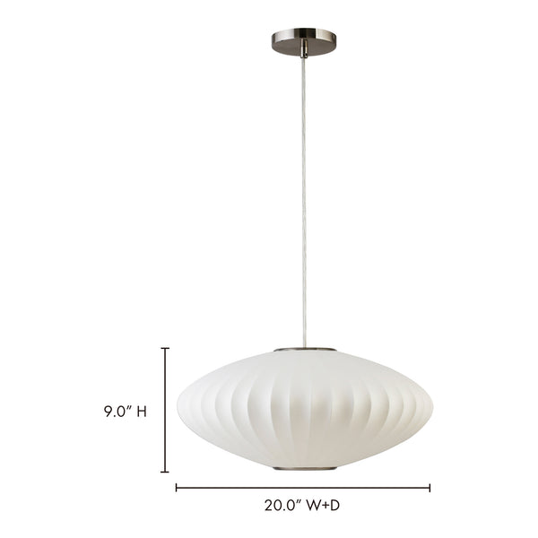 Moe's Home Lys Pendant Light - Ethereal Mid-century Charm With Delicate Cocoon Design For Enchanting Spaces White Fabric Shade Za-1008-18
