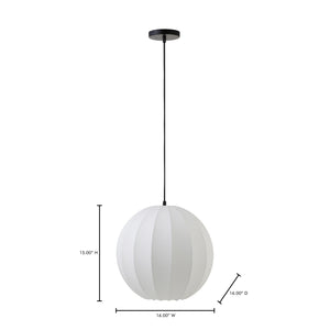Moe's Home Illume Pendant Light - Ethereal Mid-century Charm With Enchanting Spherical Silk Shade Design White Fabric Shade Za-1009-18
