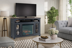 Legends Furniture Bridgevine Home Americana 66 In Fireplace Tv Stand For Tvs Up To 80 Inches, Corduroy Blue Finish Blue Solids And Veneers Zamr-1966
