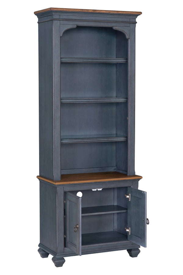 Legends Furniture Bridgevine Home Americana 79 Inch Universal Pier Bookcase, No Assembly Required, Corduroy Blue Finish Blue Solids And Veneers Zamr-3000