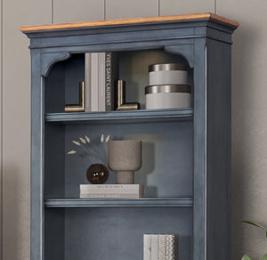 Legends Furniture Bridgevine Home Americana 79 Inch Universal Pier Bookcase, No Assembly Required, Corduroy Blue Finish Blue Solids And Veneers Zamr-3000
