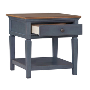 Legends Furniture Bridgevine Home Americana 24 Inch End Table, No Assembly Required, Corduroy Blue Finish Blue Solids And Veneers Zamr-4100