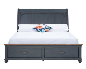 Legends Furniture Bridgevine Home Americana King Size Sleigh Bed, Corduroy Blue Finish Blue  Zamr-7000kg