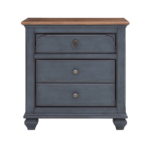 Legends Furniture Bridgevine Home Americana Nightstand, No Assembly Required, Corduroy Blue Finish Blue Solids And Veneers Zamr-7015