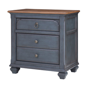 Legends Furniture Bridgevine Home Americana Nightstand, No Assembly Required, Corduroy Blue Finish Blue Solids And Veneers Zamr-7015