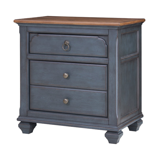 Legends Furniture Bridgevine Home Americana Nightstand, No Assembly Required, Corduroy Blue Finish Blue Solids And Veneers Zamr-7015
