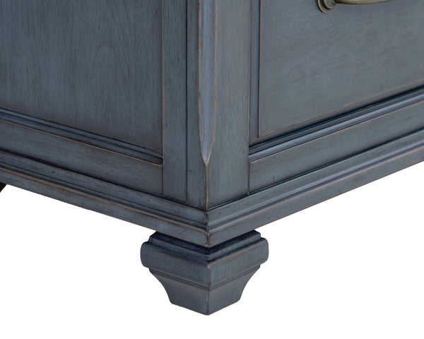 Legends Furniture Bridgevine Home Americana Nightstand, No Assembly Required, Corduroy Blue Finish Blue Solids And Veneers Zamr-7015